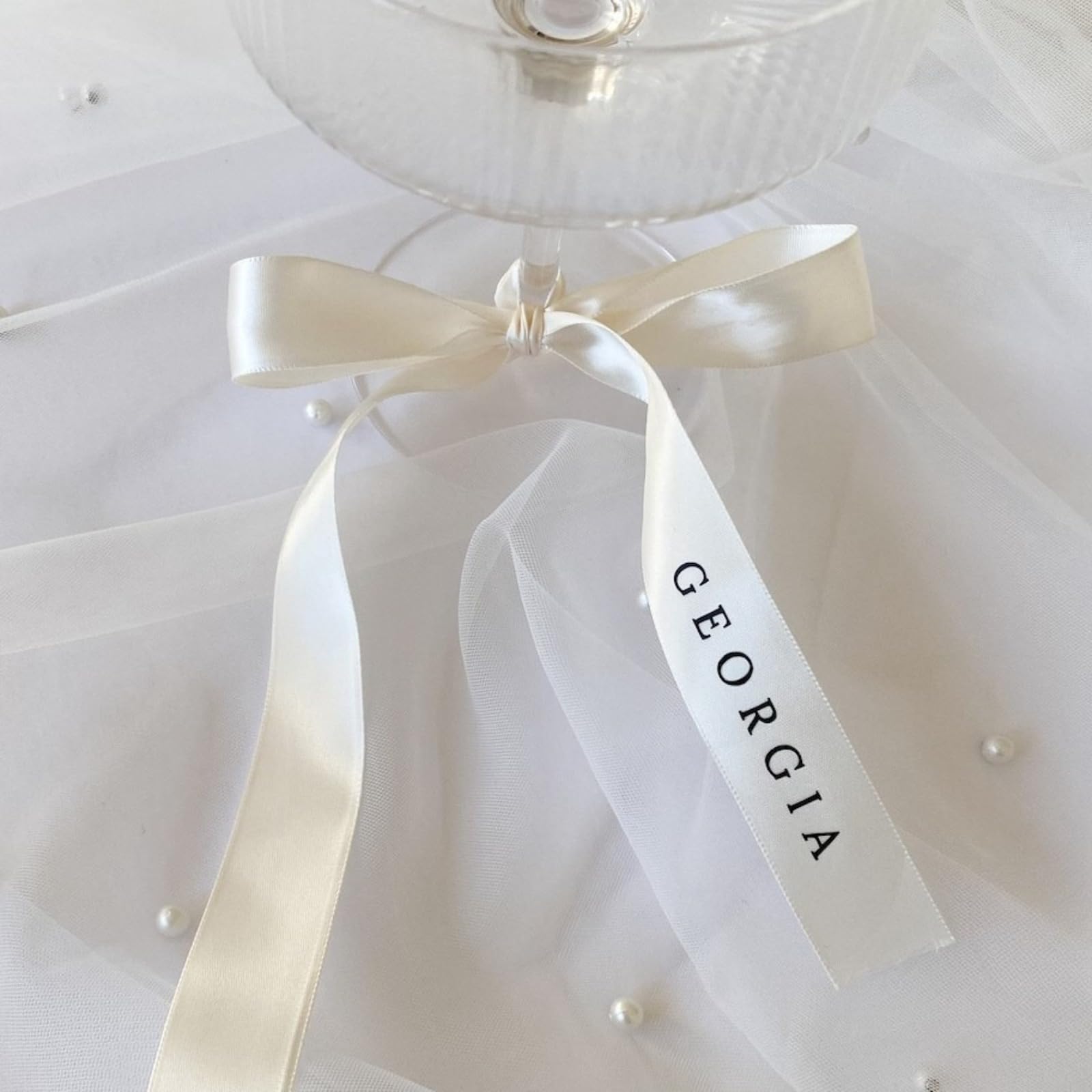 Custom Ribbon Name Tag,Bridal Shower,Bridesmaid Gift,Personalized Wedding Champagne Glass Bow Name Tags,Drink Name Tags Name Place Cards,Gift Wrap Ribbons (1pcs)