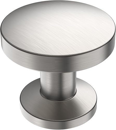 Alzassbg Paquete de 15 pomos de gabinete de níquel satinado cepillado, accesorios redondos de 1.1 pulgadas de diámetro para cajones de cocina,