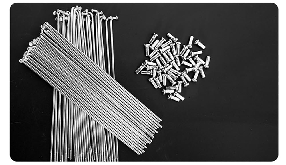 14G Fahrradspeichen aus Edelstahl, 20 Stück, silberfarben, J-gebogen, Fahrradspeichen mit Kupfernippeln für MTB, Rennrad, Räder, 65–305 mm, Fahrradspeichen