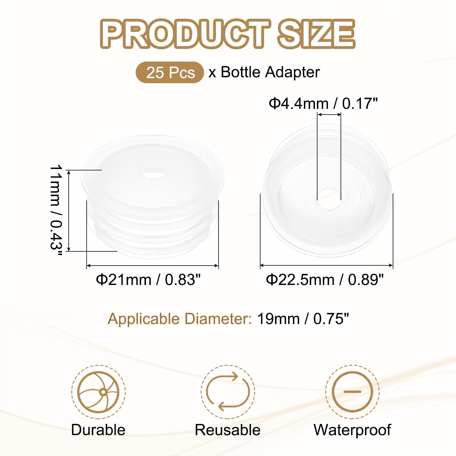 PATIKIL Tappi in Silicone 0.83"/19mm, 25Pz Tappo di Ricambio Trasparente Tappi Plastica Bottiglie, Tappi per Bottiglie Vetro e Plastica per Olio Liquido, Trasparente