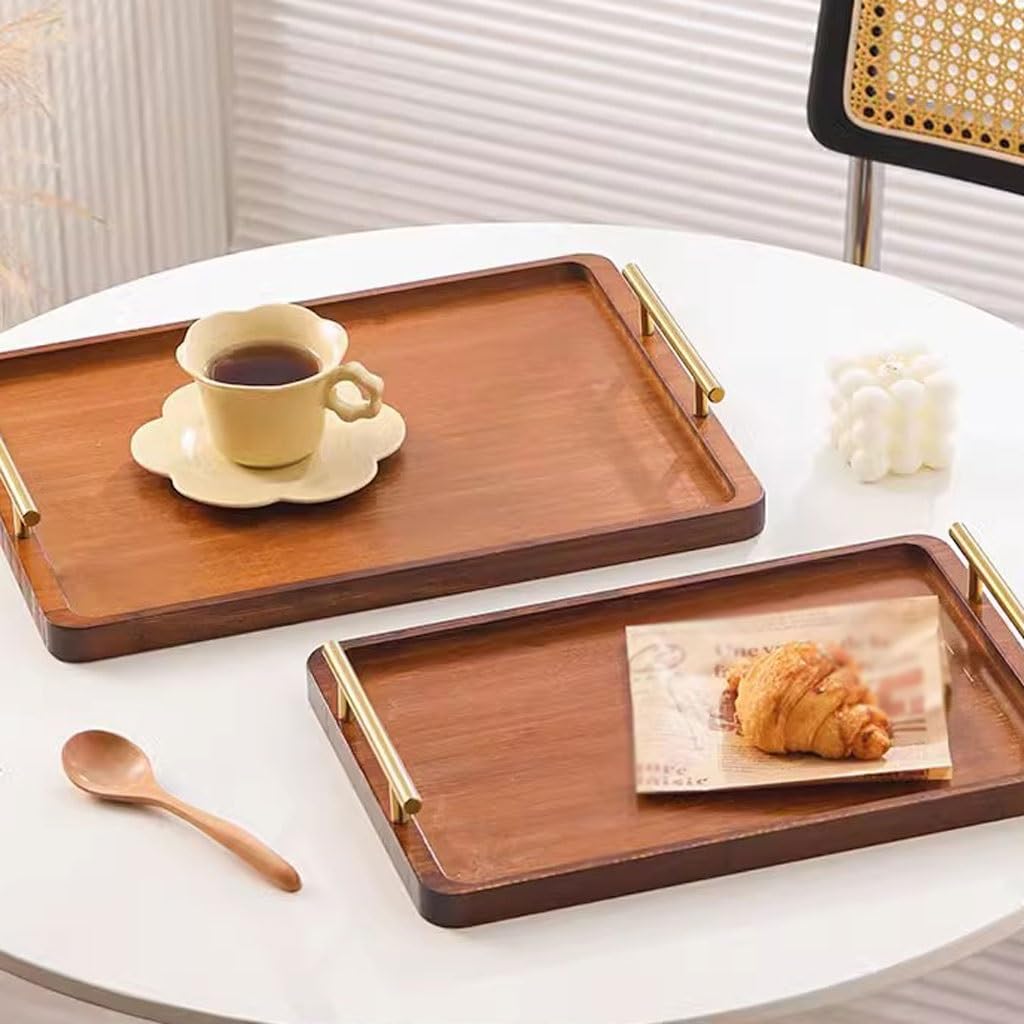 Bandejas Servir Comida Bandeja Rectangular for el hogar, Bandeja de té la Tarde, for Aperitivos, cafetería, Restaurante, con asa Mesa Cama