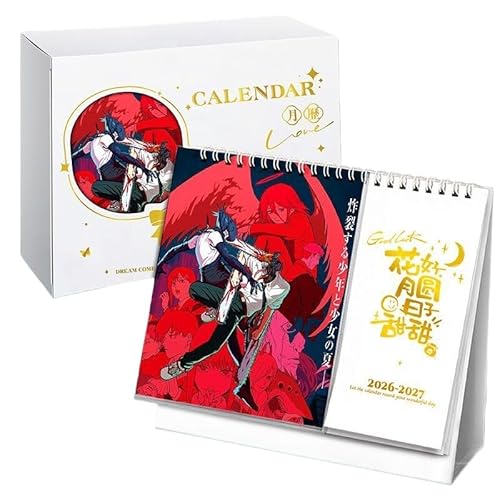 チェんそーマン グッズ カレンダー 卓上カレンダー 2026-2027 マキマ パワー 早川アキ レゼ ?山コベニ 1冊2年 両面プリント 写真集 自宅用 装飾 文房具 記念品 学生 置物 新年 お正月 誕生日 プレゼント贈り物 非公式