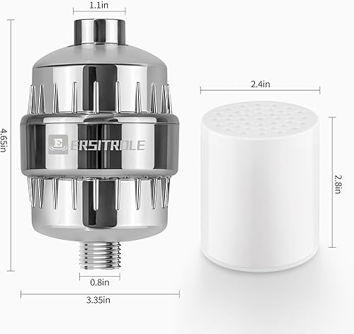 Miniatura 6 de ERSITROLE Filtro de cabezal de ducha de alto rendimiento para agua dura, filtros de ducha de 18 etapas para eliminar el cloro y las sustancias