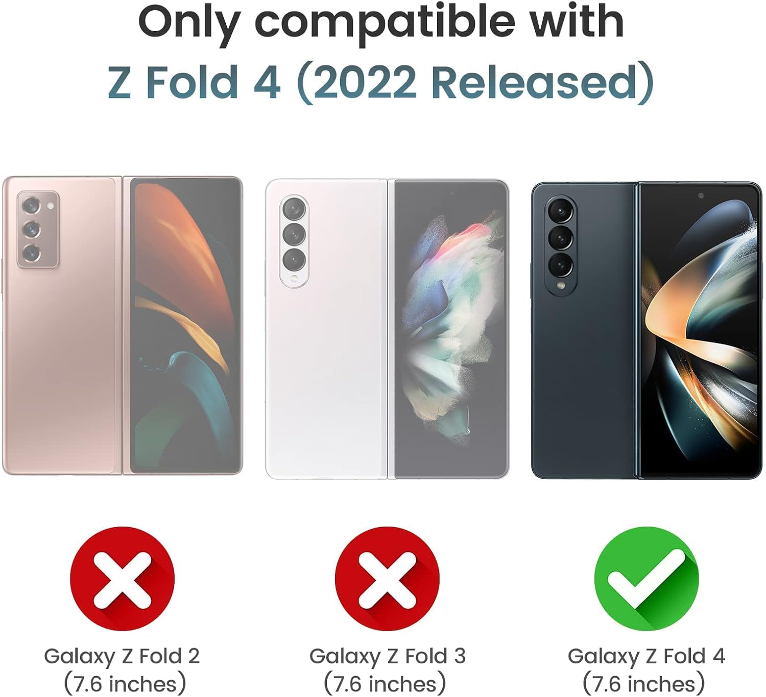 Ruky Case for Samsung Galaxy Z Fold 4 with Kickstand, Hinge Protection Cases Full Body with Built-in Screen Protector PU Leather Protective Phone Stand Case for Samsung Galaxy Z Fold 4 5G, Blue