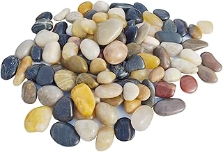 Tockrop 2 Pound Polished Stones, Assorted Colors Natural Glitter Stones, Small River Ornaments (32 oz)