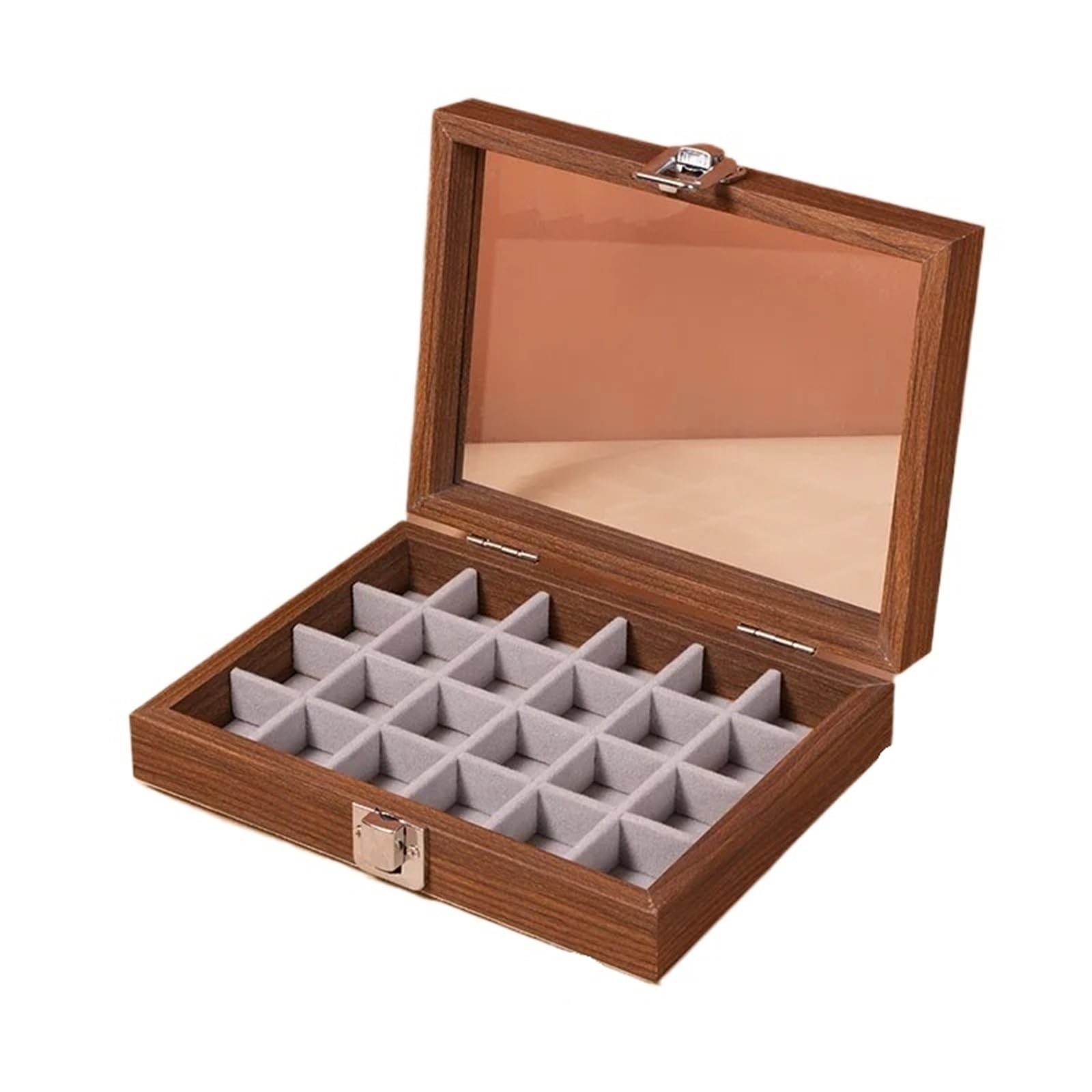 NIUSABOU Wood Jewellery Organiser, Lidded Black Walnut Wood Grain Storage Box for Bracele Earr Necklace Accessories(Color1)