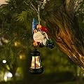 WONDHOME Solar Hanging Gnome Garden Statue Climbing Rope Gnome with LED Lantern Outdoor Decor Tree Hugger Yard Porch Wall Decoration Christmas Birthday Gift for Mom Women