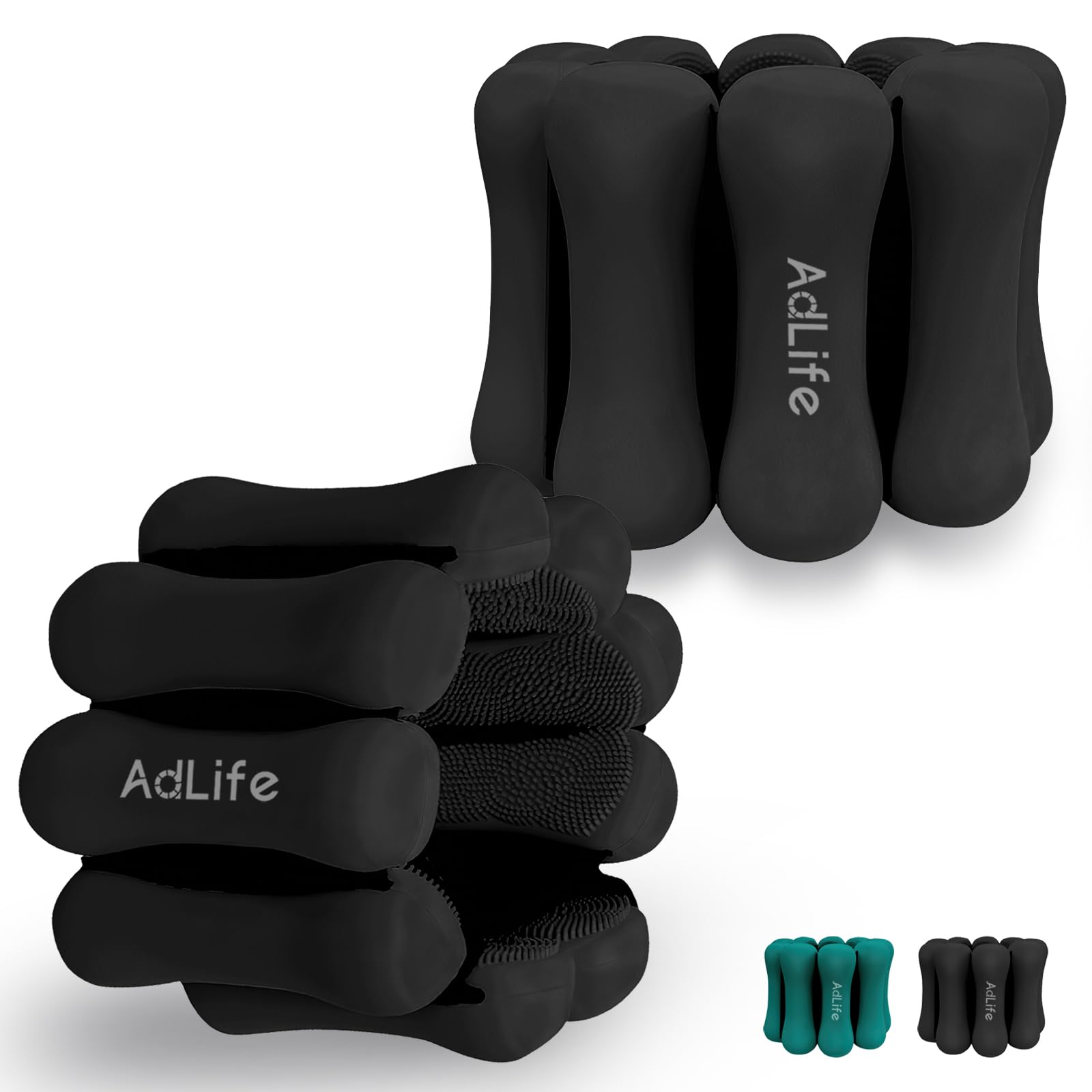 ADLIFE 2lbs Adjustable Pilates Wrist Ankle Weights for Women, Silicone Wearable Arm Leg Weights Set of 2 (1lb Each) for Working out, Waterproof