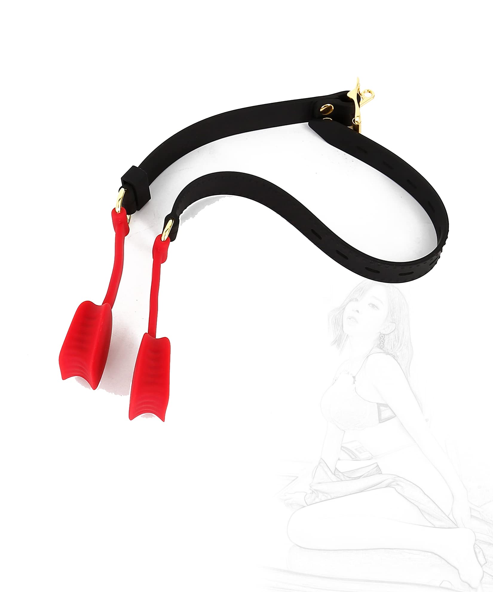 Knebel Mund Geschirr Mundöffnen Lippenspreizer Mundknebel Silikon Sex SM Fetisch Fesseln Kugelknebel Mouth Rollenspiel Mundspreizer BDSM Erotik Sexspielzeug Einstellbar für Paare (Color : Rot)