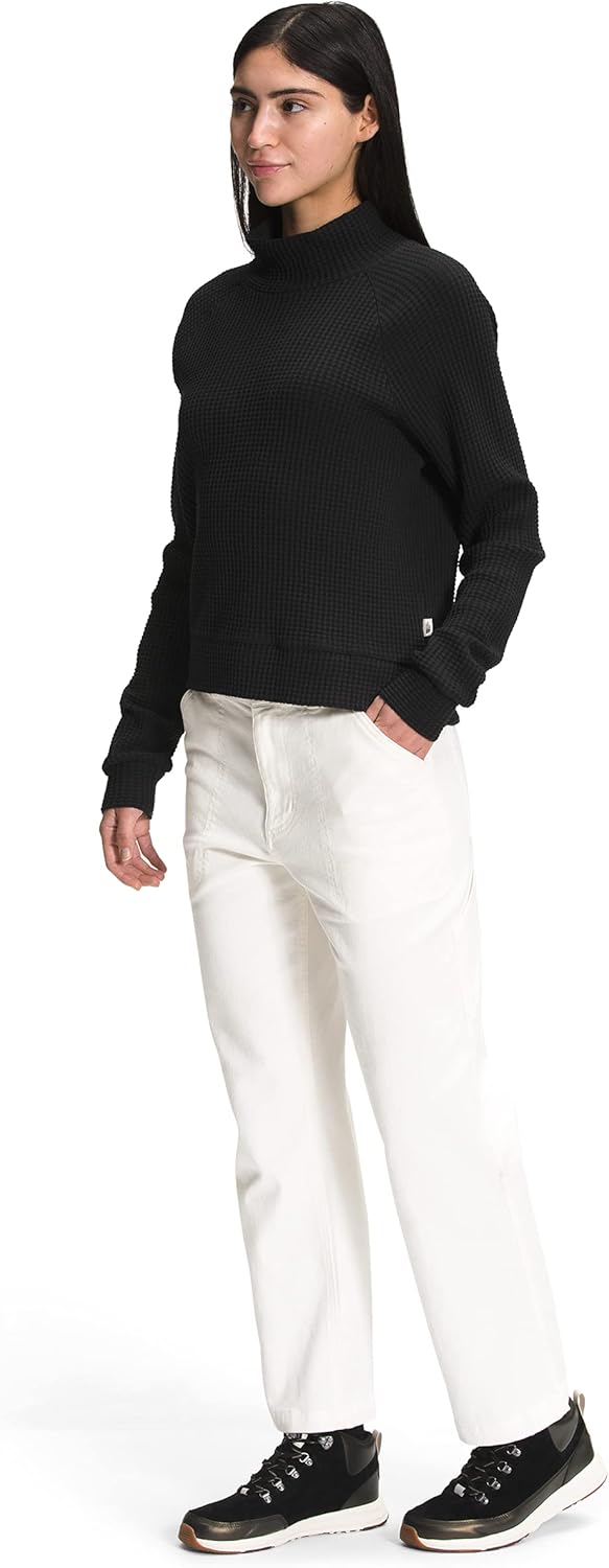 THE NORTH FACE Women's Long Sleeve Mock Neck Chabot Shirt | Cotton Thermal Shirt With Raglan Sleeves & Funnel Neck