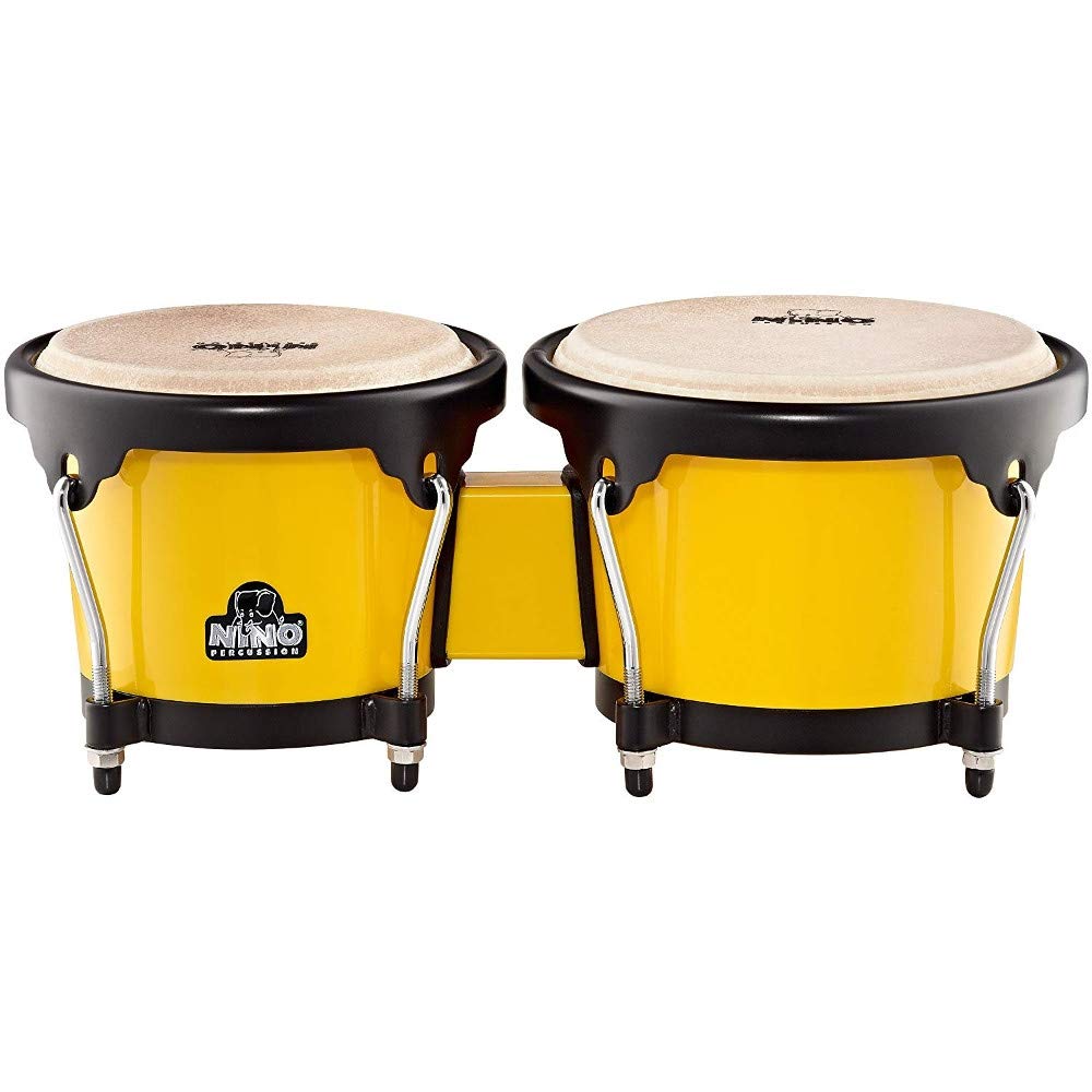 Nino Percussion Nino17Y-BK Bonghi Plus con Tiranti Coppia, Giallo