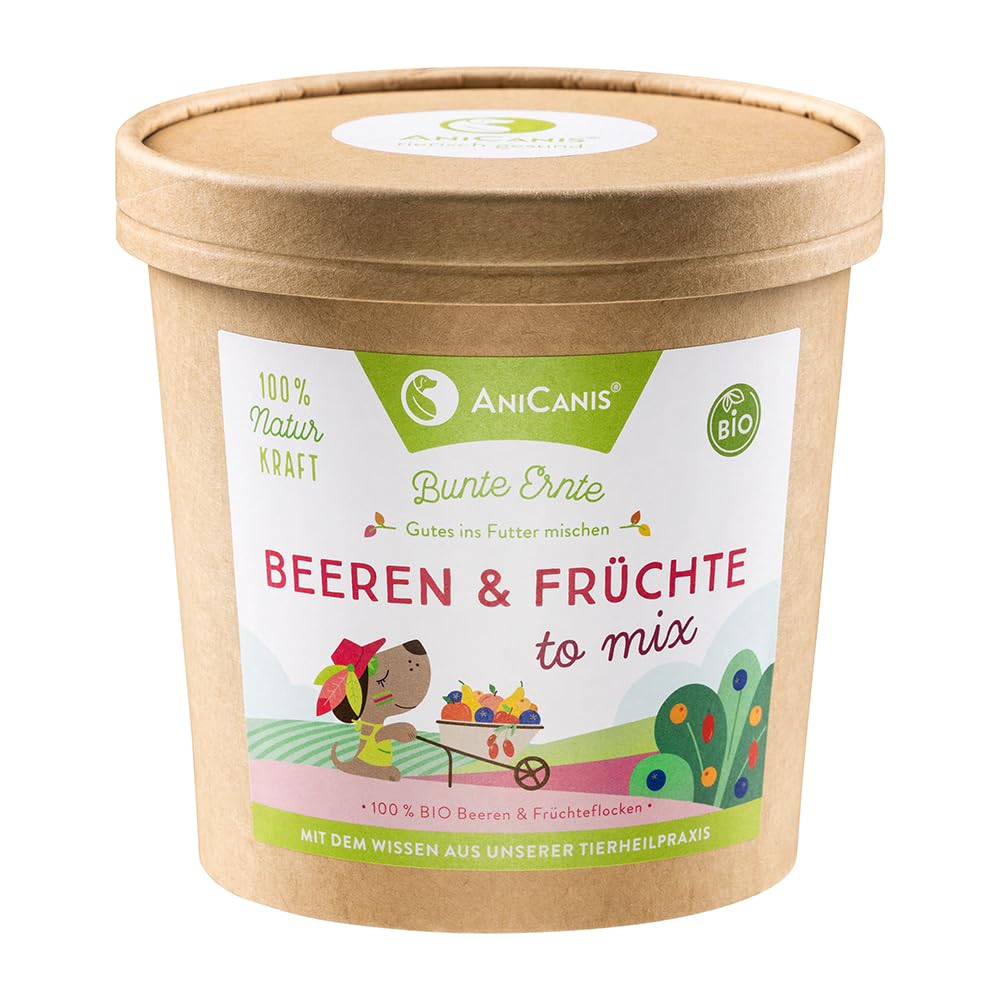 Bio Beeren & Früchte Mix für Hunde - Barf Futterzusatz - 175g | Obst, Beerenobst getrocknet, Multivitamine, Mineralien, Antioxidantien