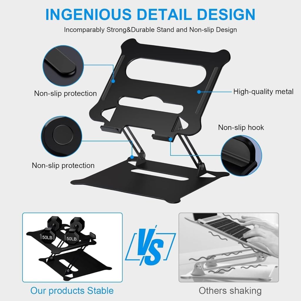 Soporte para portátil en forma de Z de aleación de aluminio para tableta, soporte de refrigeración plegable portátil para portátil de 10 a 17 pulgadas