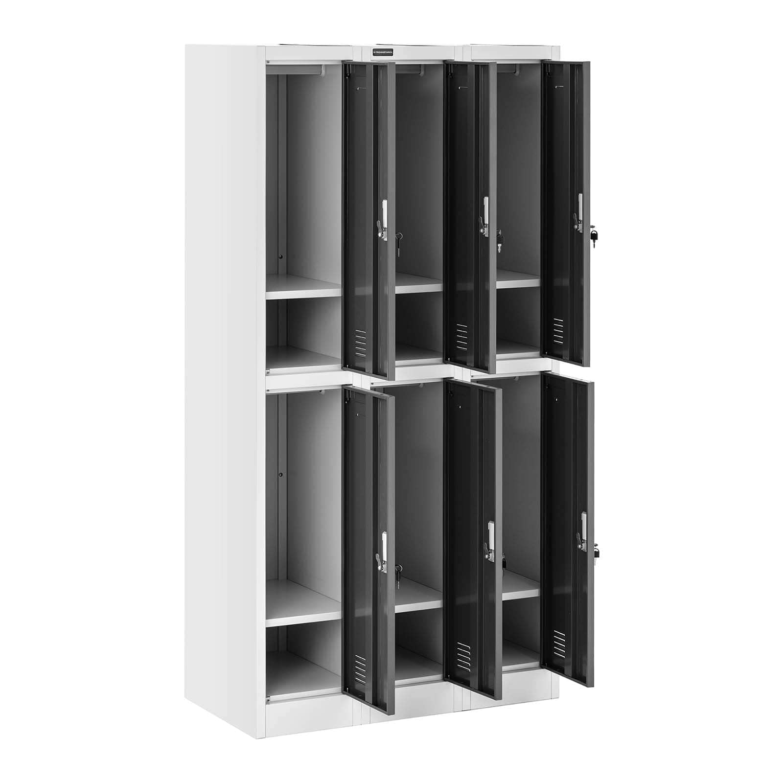 Fromm & Starck Armadietto Guardaroba In Metallo Ufficio Per Spogliatoio STAR_MCAB_15 (6 scomparti, 200 kg, Grigio)