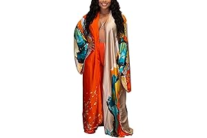 Women's Floral Print Long Kimono Dressy Open Front Cardigan One Size