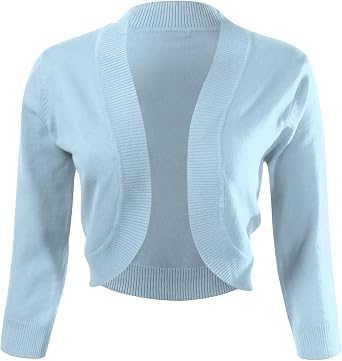Allsense Womens 3/4 Sleeve Bolero Shrug for Dresses | Open Front Cropped Cardigan, Lightweight Knit Dress Cover Up