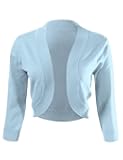 Allsense Women's 3/4 Sleeve V-Neck Cropped Bolero Shrug Cardigan