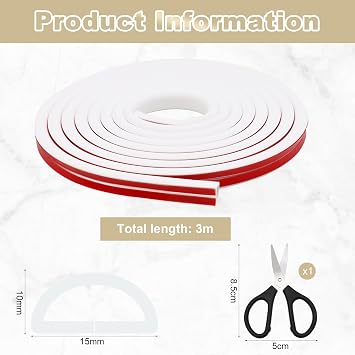 Scettar 3M Wire Covers for Cables,Cable Covers for Wires Wall,White,15 * 10mm D-Shape Cable Trunking,for Hide Wires On Wall