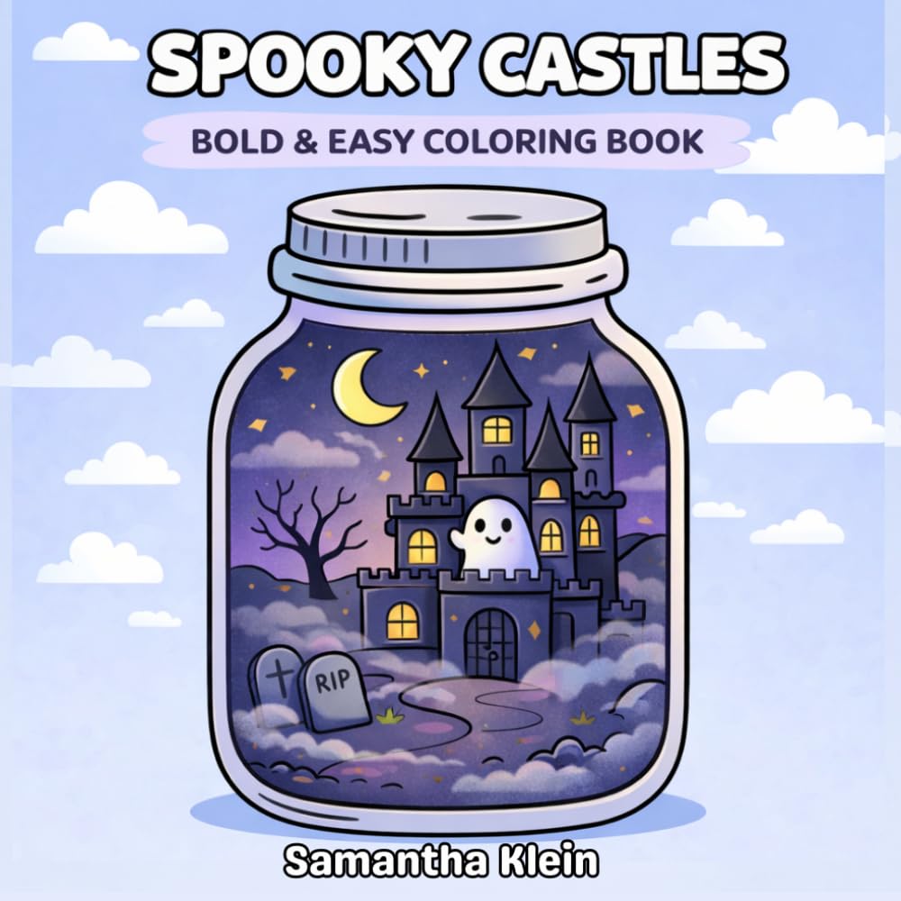 Spooky Castles - Cozy Halloween Bold & Easy Coloring Book for Kids and Adults: Simple Cute Designs for Relaxation (Spooky Cozy Series)