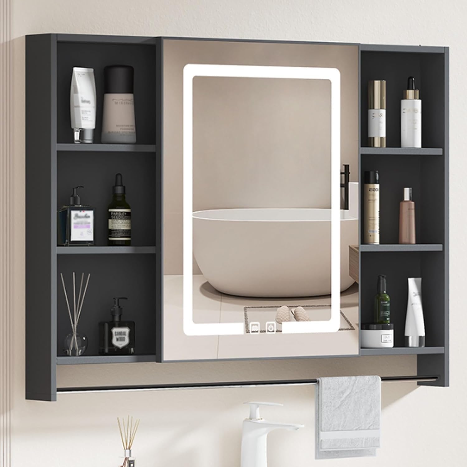 BKSXSOP Bathroom aluminum alloy wall cabinet Smart mirror cabinet,smart medicine with defogger,bathroom vanity lights and storage led lights,