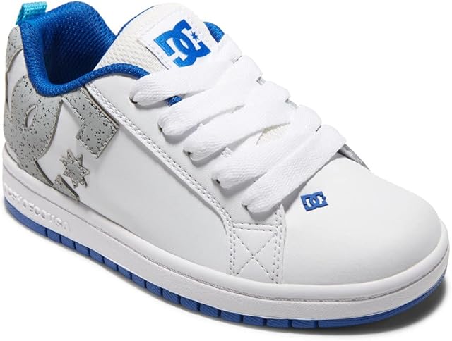 DC Shoes Court Graffik Sneaker, White/Grey/Blue, 10 UK Child
