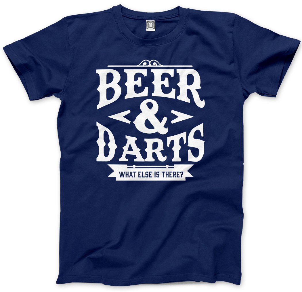 Hotscamp Men's Navy Darts & Beer What Else Is There Unisex T-Shirt - Large