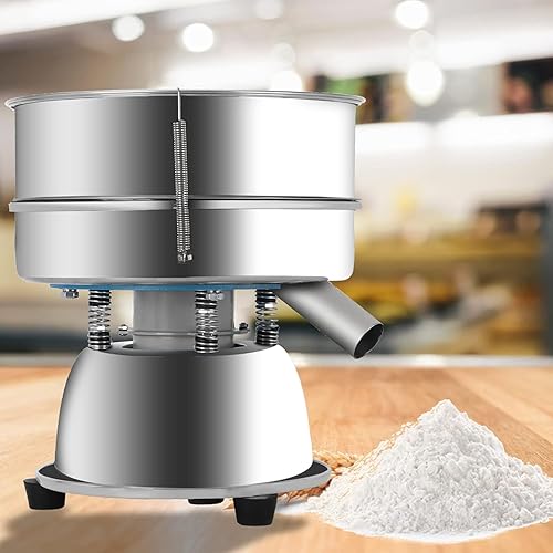 Miniatura 5 de Máquina tamiz vibratoria eléctrica automática, coctelera de tamiz con 2 pantallas (malla 40 y 60), para harina, arroz, frijol mungo, polvo