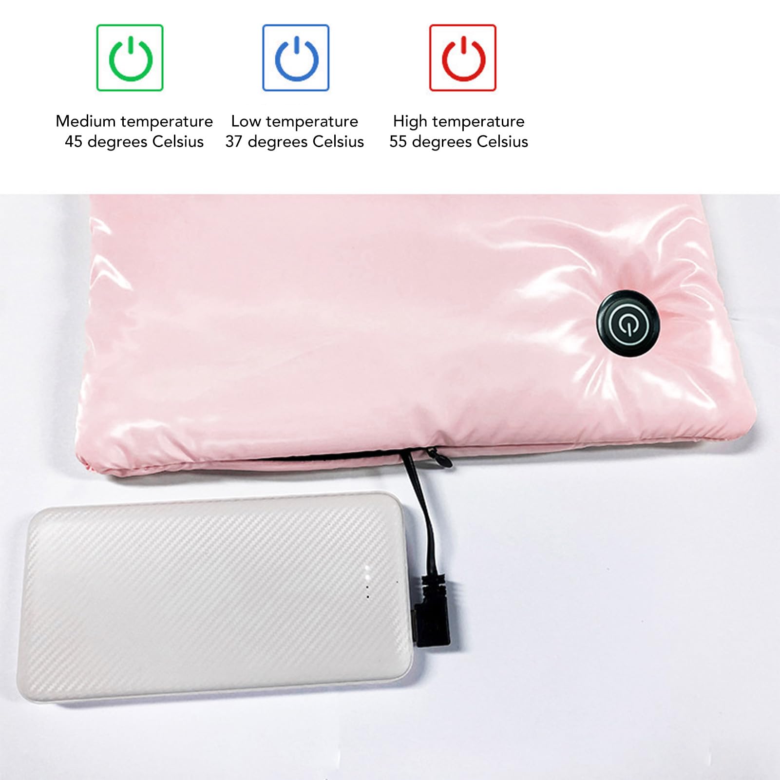Beheizte Graphen-Handwärmertasche, USB-Aufladung, 3 Temperaturstufen, waschbar, doppelseitige beheizte Handwärmertasche für den Winter (Rosa)