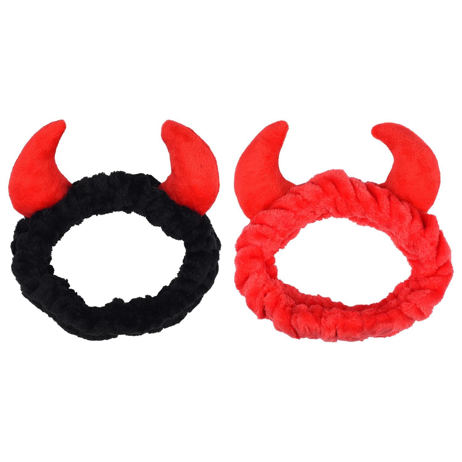 MFUOE2 Pcs Halloween Devil Horns Headband Facial Spa Headband Elastsic Wash Face Makeup Headbands for Women Girl