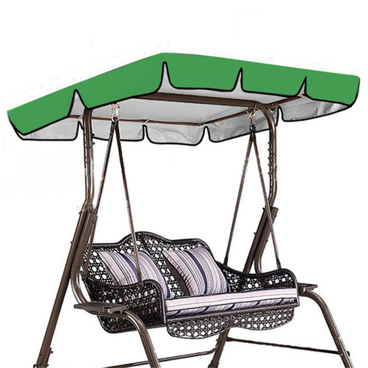 Telo di Ricambio per Altalena da Veranda, 164 x 114 x 15 cm, Copertura per Altalena da Giardino, Resistente ai Raggi UV, Parasole per 2 o 3 Posti, Antipolvere, per Uso Esterno, Verde