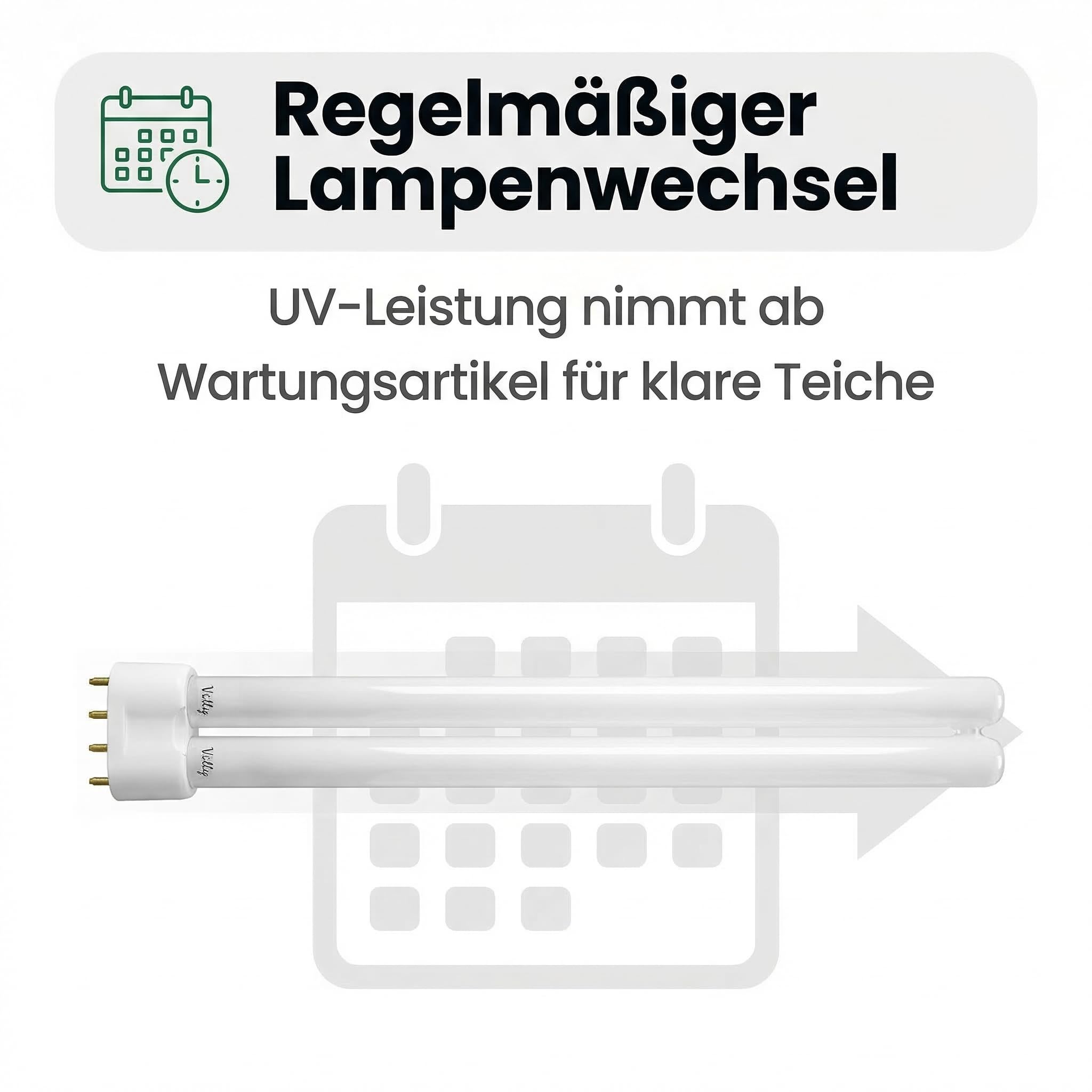 Pondlife UVC Lampe 36W, PL Ersatzlampe für UVC-Gerät/Teichklärer, 36 Watt UVC Leuchtmittel in PL-Doppelröhre mit 4-Pin-Stecksockel, für Teichfilter/UVC-Klärer