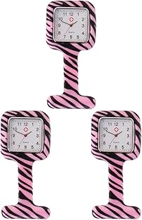3 peças clipe bolso acessório feminino lapela assistindo pendurado impressão quadrada silicone cor presente portátil relógio menina pontualmente sortido enfermagem para médico enfermeira, Cores sortidas, 9x4.5 cm, moda
