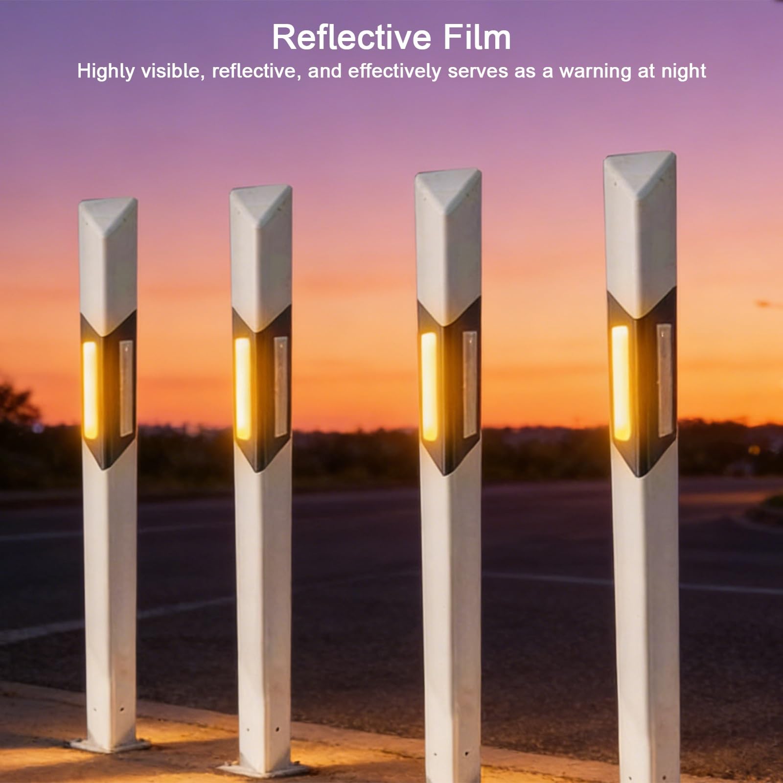 Bolardo de Tráfico, Conos Señalizacion de PVC, Estructura de Prisma Triangular, con Tiras Reflectantes, para Obras de Construcción y Estacionamientos (4 Pcs)