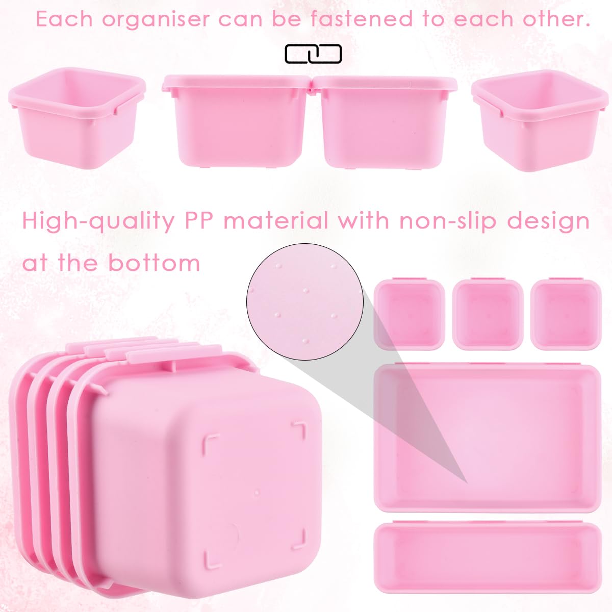 32 organizer rosa, per cassetti, organizer, organizer da toeletta, cassetti per trucco, cucina, bagno, ufficio, organizer impilabile