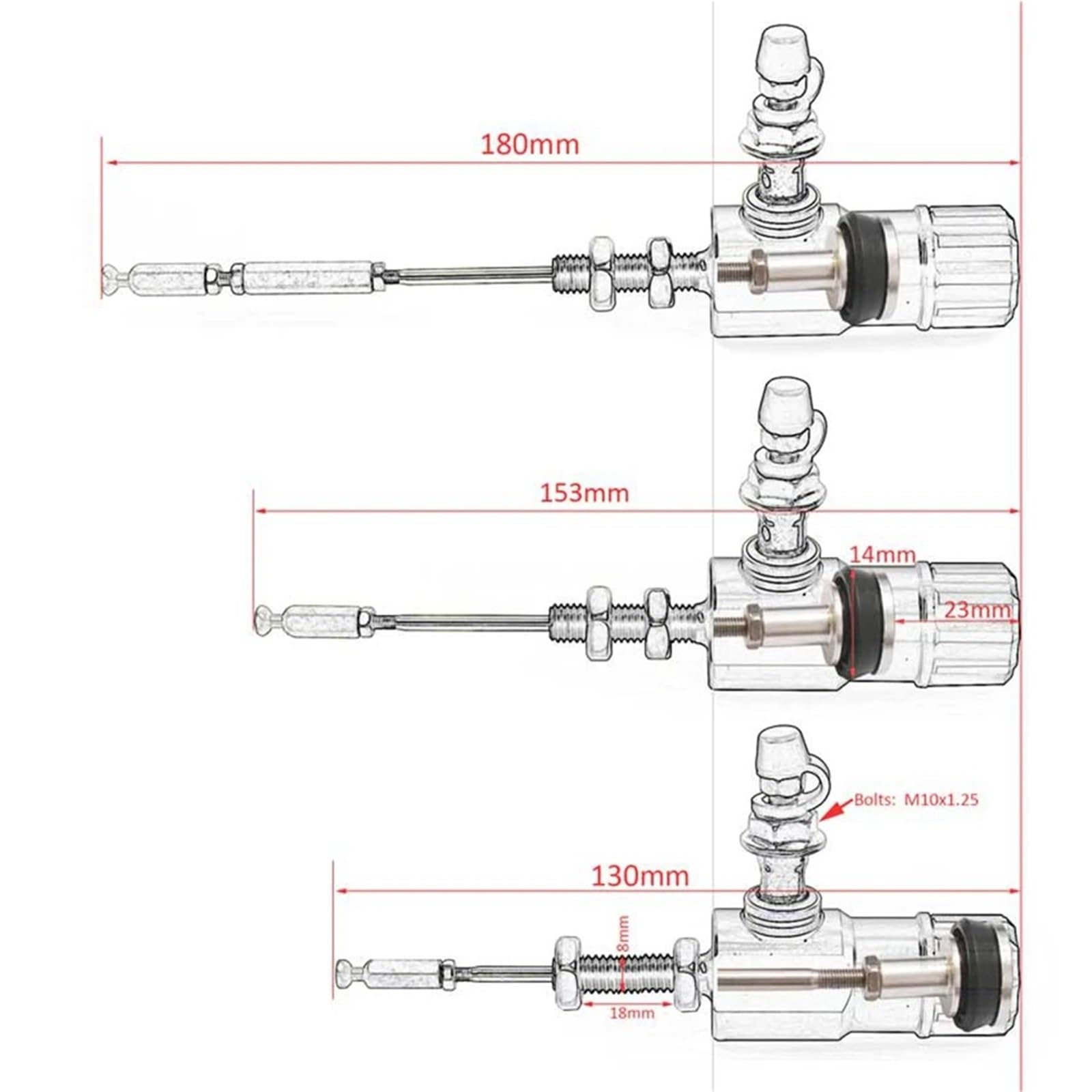 Motocykl sprzęgło hydrauliczne Uniwersalny tłok 14 x 23 mm, hydrauliczny ręczny cylinder główny sprzęgła motocyklowego, system tłokowy, wydajna pompa transferowa(Green)