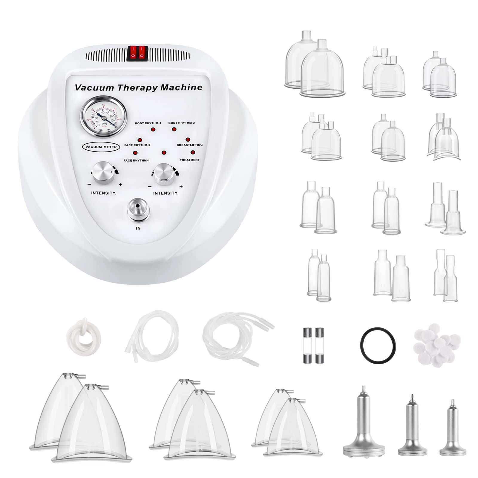 Beauty Star Macchina per coppettazione per terapia sottovuoto, multifunzione, per massaggi corpo, schiena, viso, aspirazione regolabile (0-70 cmHg) con 30 tazze e 3 pompe Gua Sha (max tazze 1200 ml)