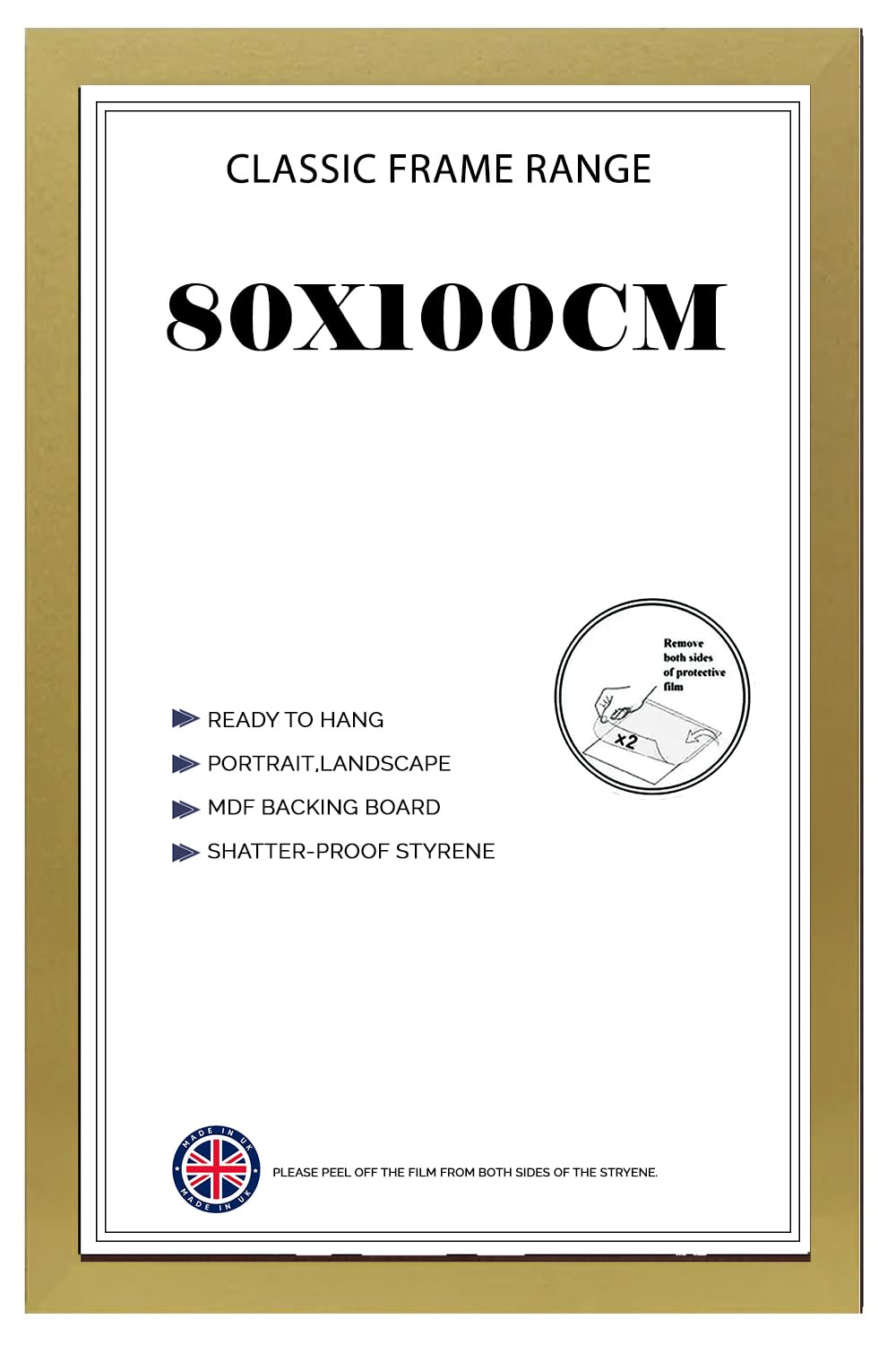 Modern Wide Poster Frame 80x100cm MDF HD Clear Front Jigsaw Puzzle Portrait or Landscape Gold โ image 1