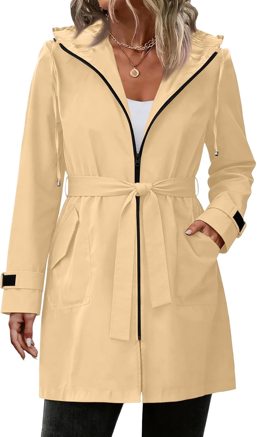 Womens Plus Size Lightweight Jacket Windbreaker Hooded