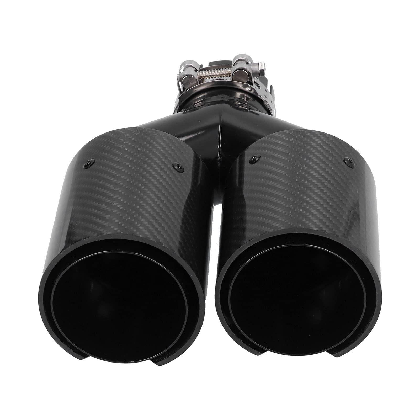 Embout d'échappement en Y Double Sortie 63-93mm Côté Gauche Carbone Aspect Noir Mat Acier Inoxydable
