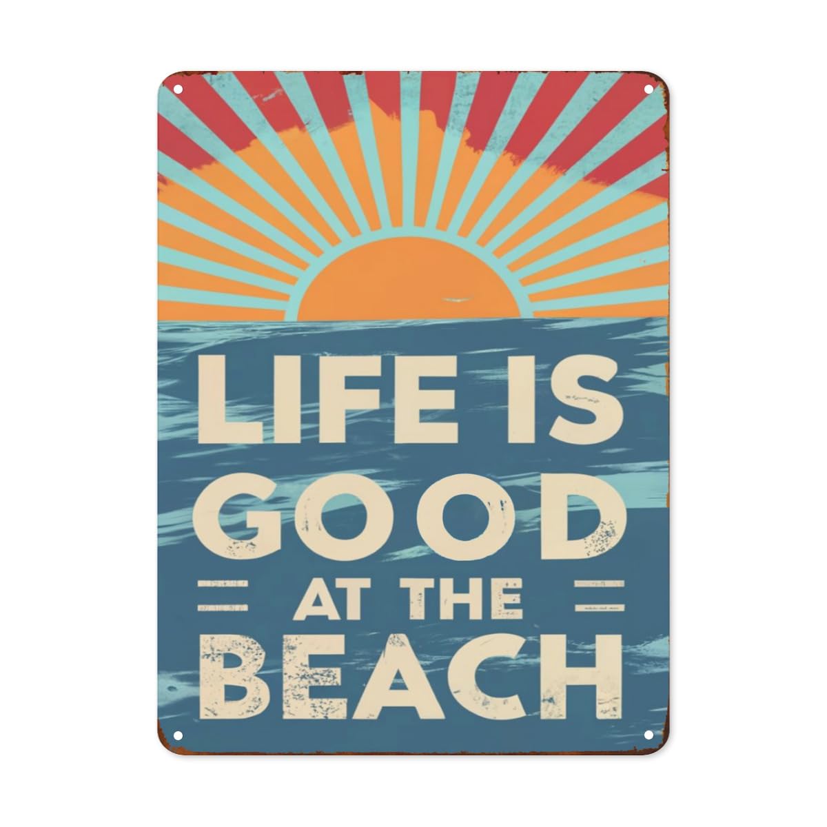 peiyeety Life Is Good At The Beach Metal Tin Signs Funny Retro Tin Sign for Garage Bar Pub Diner Cafe Wall Decor Encourage Words Home Art Decor Signs for Man women Wall Signs 8"x12"