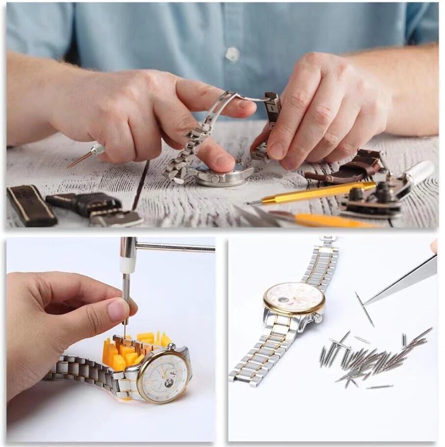 Kit di Riparazione Apri-Orologi da 210 Pezzi, con cacciavite, Martello, Maglie per Cinturini da orologiaio, Accessorio per orologiaio.