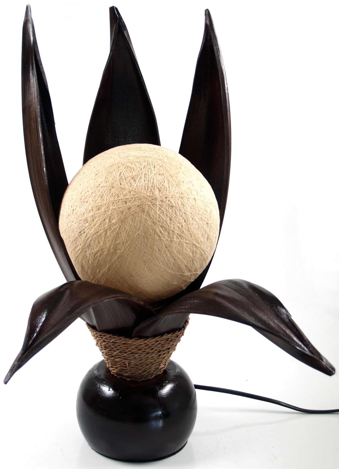 GURU SHOP Palmenblatt Tischlampe, Lotus Tischlampe, Bali, Modell Palmera 8