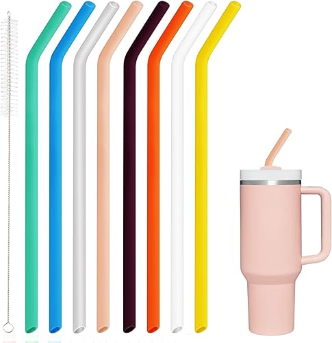 Paquete de 8 popotes de repuesto para vaso Stanley de 40 onzas y 30 onzas, 12 pulgadas de largo y 0.4 pulgadas de ancho, popotes de Tritan