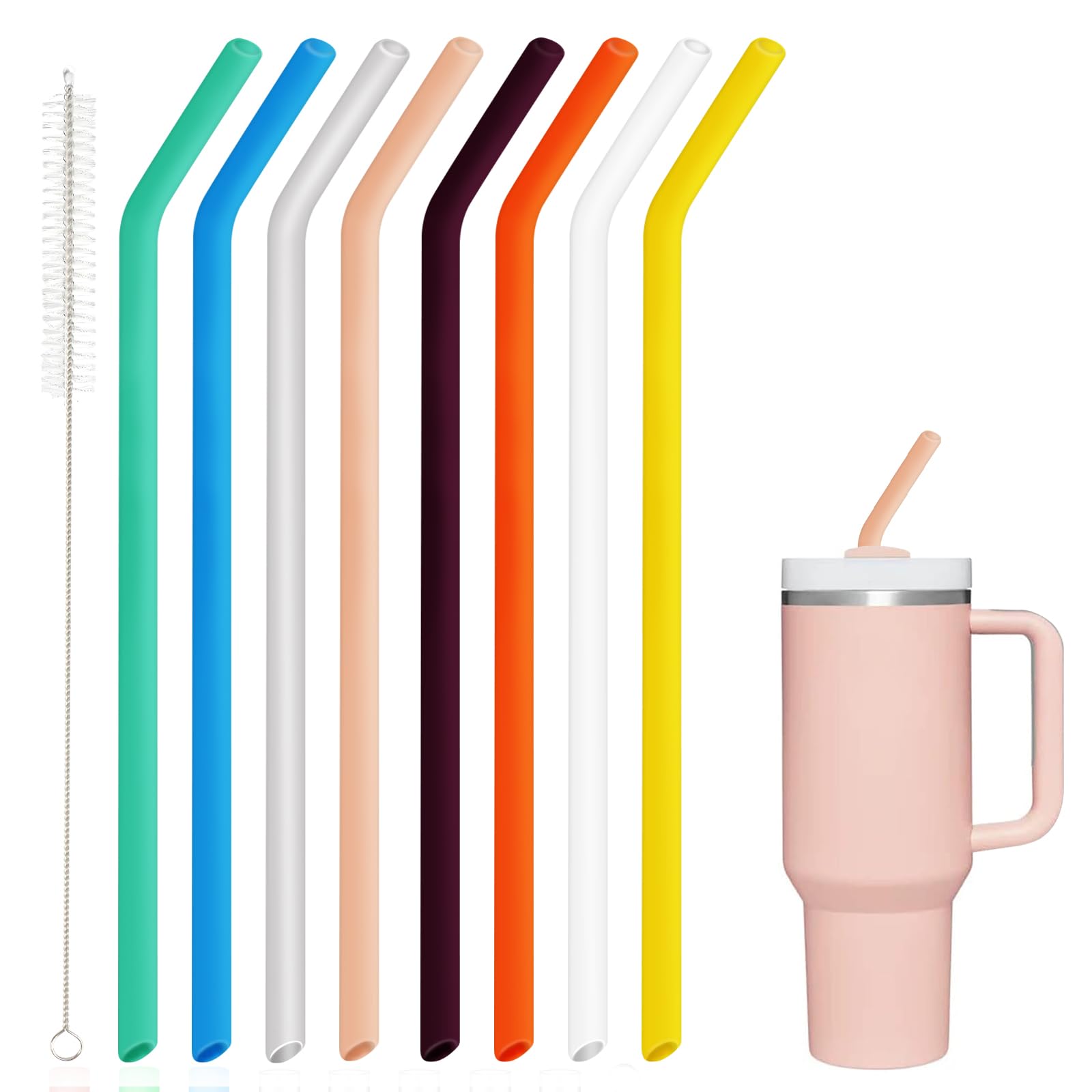 Lot De 12 Pailles Colorées Pour Gobelet Stanley 1.2L - Réutilisables + 2 Brosses Nettoyage