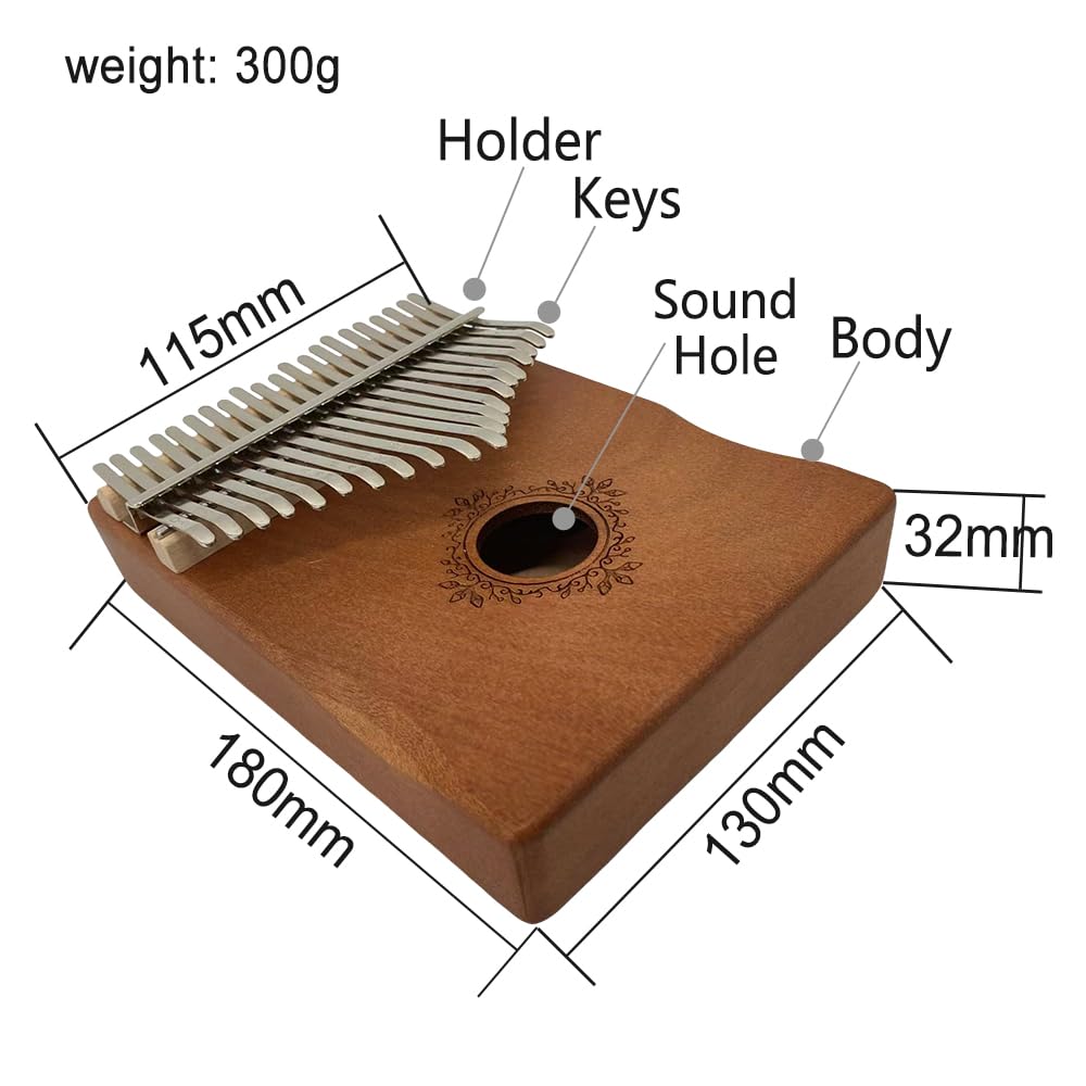 Kalimba Daumenklavier 21 Tasten für Anfänger & Erwachsene Finger Daumenklavier mit Zubehör Musik Geschenk für Anfänger & Erwachsene