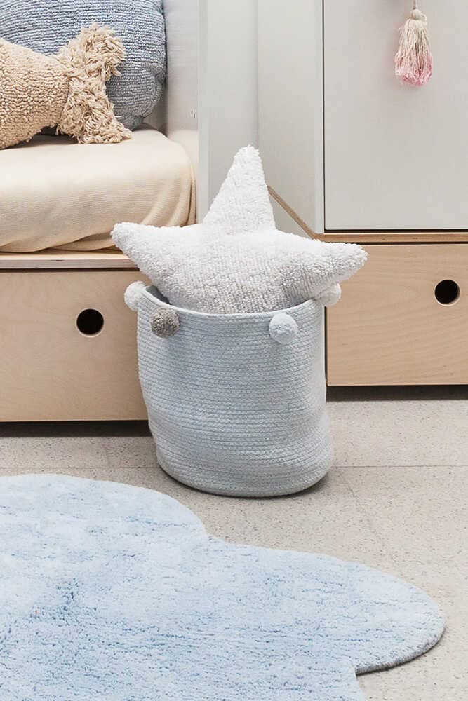 Lorena Canals Aufbewahrungskorb Bubbly Natürliche Baumwolle -Hellblau - Weiß - Grau- 30x30x30 cm