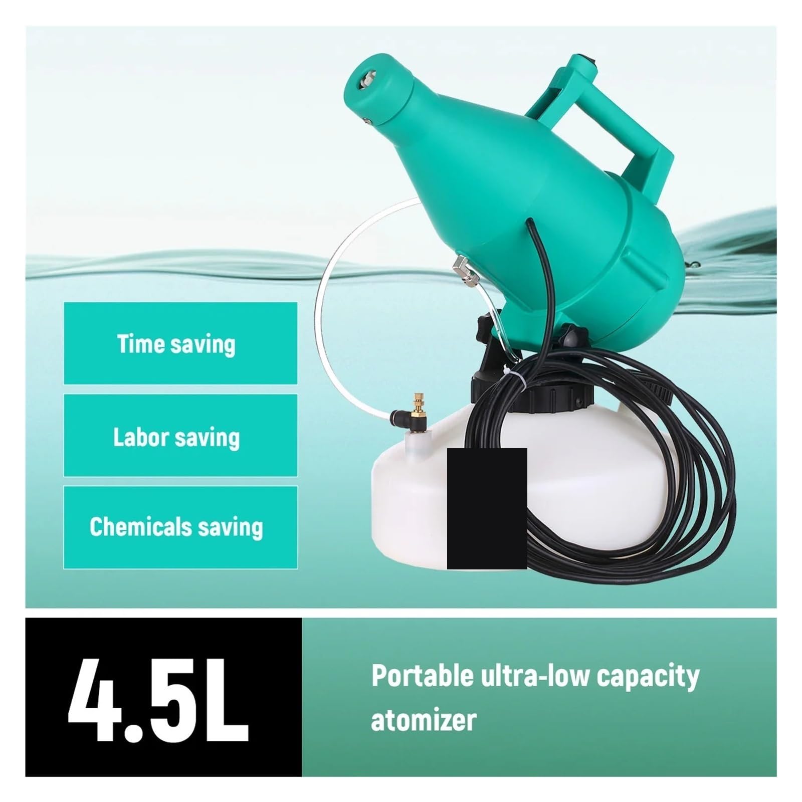 Elektryczny zamgławiacz ULV Przenośny rozpylacz z atomizerem o bardzo małej objętości, nebulizator z dmuchawą drobnej mgły 4,5 l elektryczny zamgławiacz