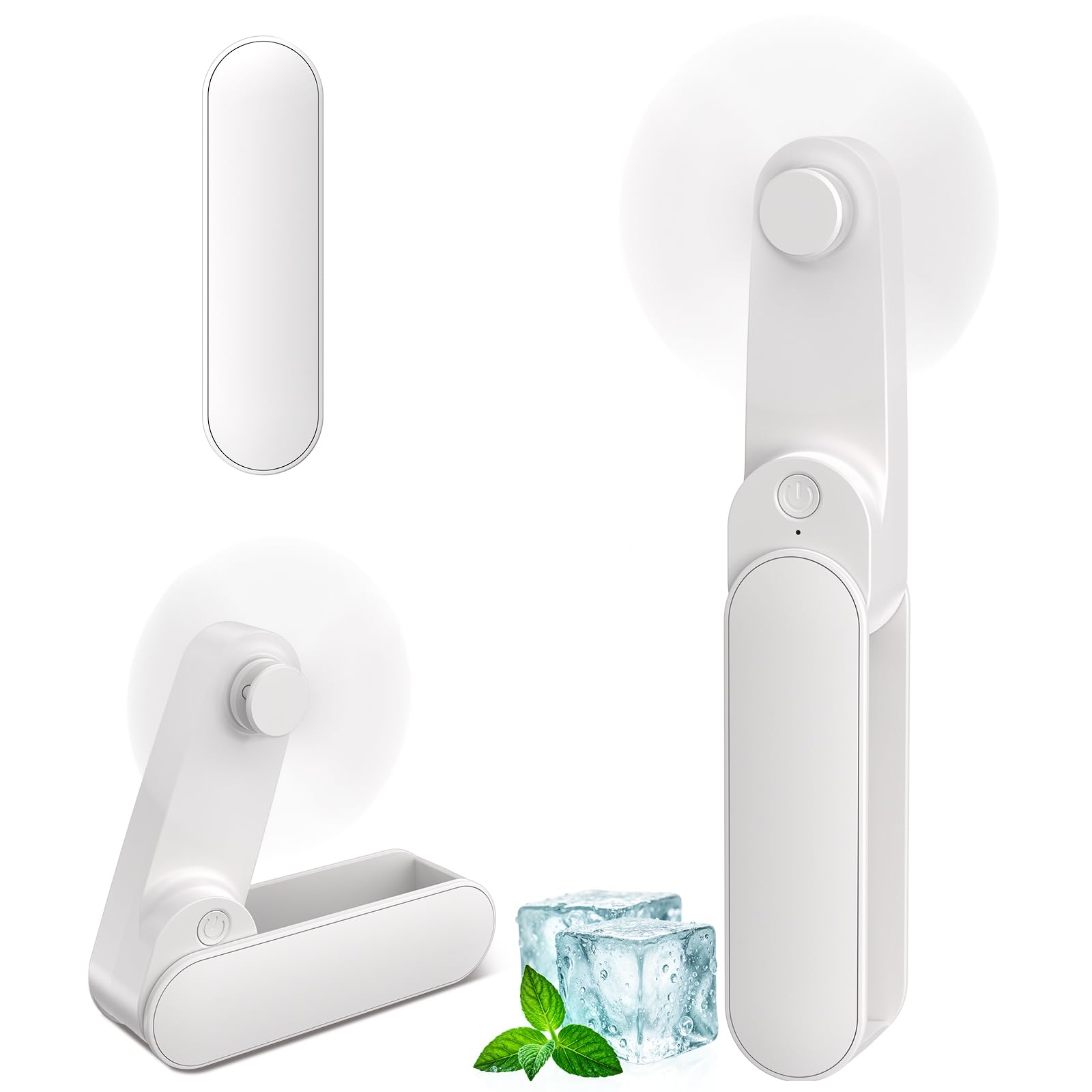 Mini Handventilator, 2 Geschwindigkeiten und 14 Laufzeit Handventilator USB-wiederaufladbarem mit 1000mAh Akku, Leise und Leistungsstark, Tragbarer Ventilator für Reisen, Büro, Zuhause & Outdoor