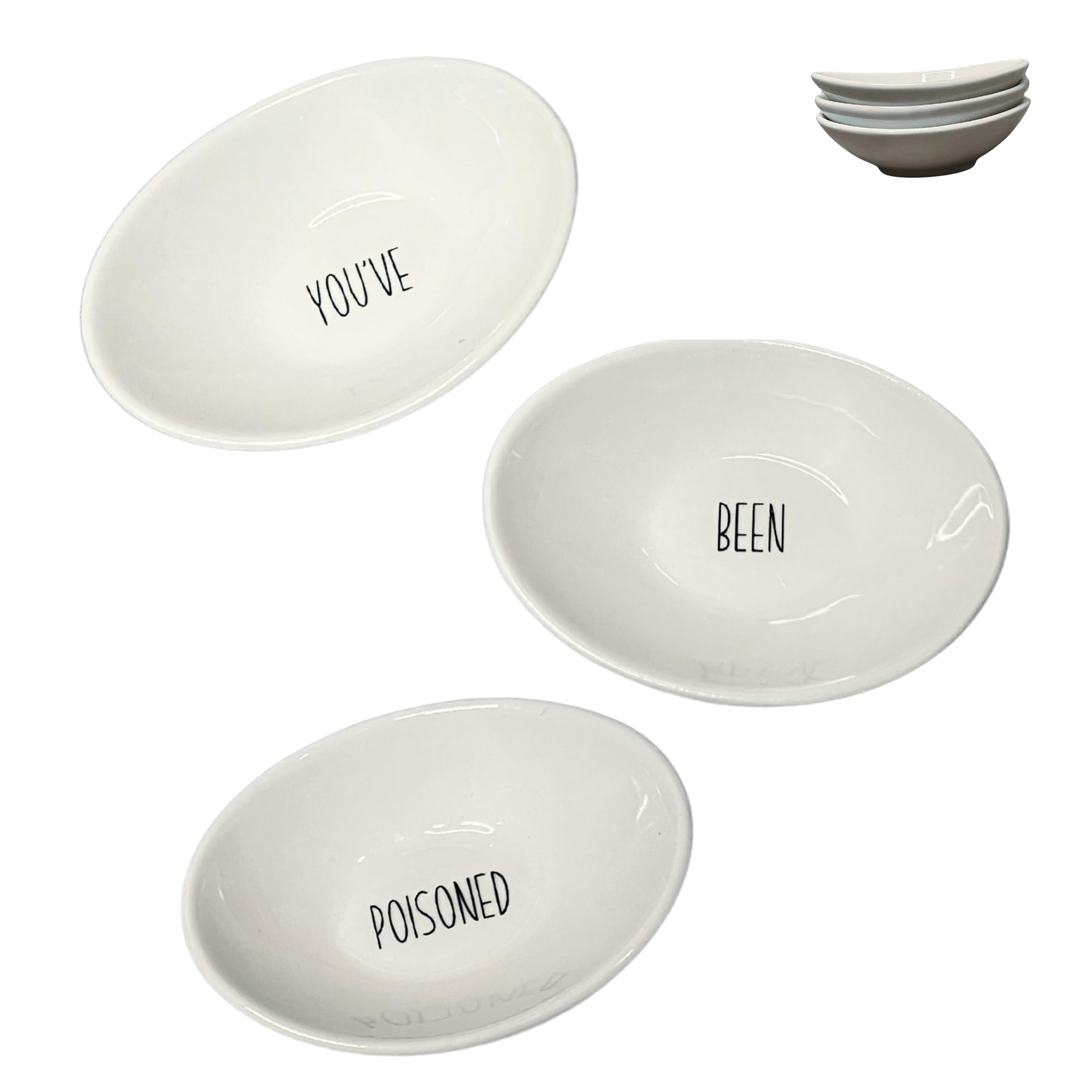 Smartass & Sass Careful What You Eat – Juego de cuencos de cerámica para condimentos, 3 divertidos cuencos con caja de regalo, sop
