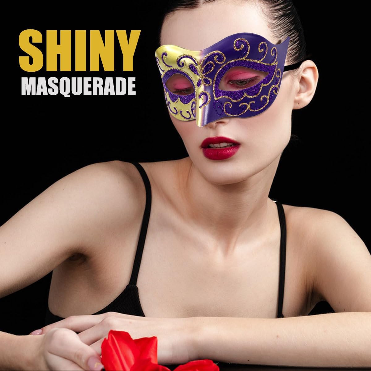 Masquerade Mask for Women Men Couple Venetian Mask Vintage Retro Mask for Halloween Costume Party Mardi Gras (Gold Purple) - Image 4